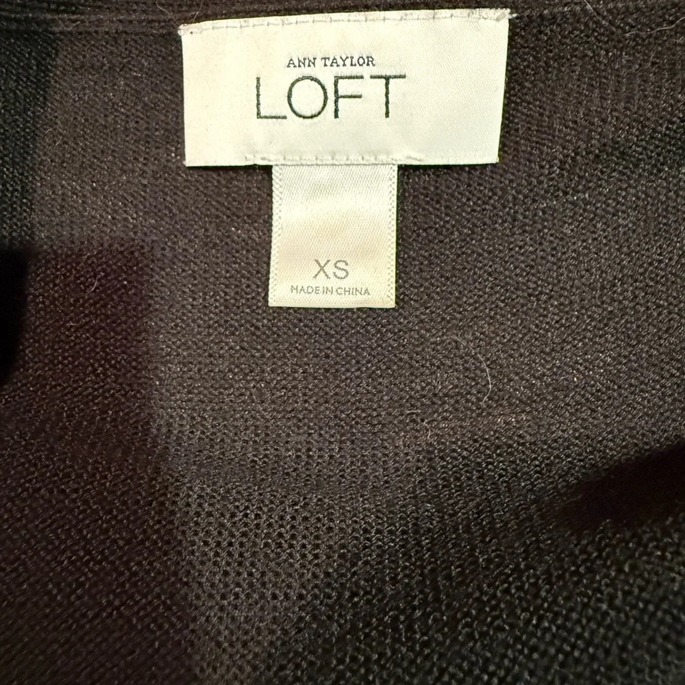 LOFT Black Merino Wool‎ Sweater Dress with Velvet Belt